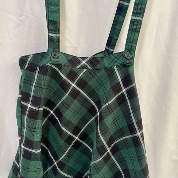 Royal Bones Green and Black Plaid Mini Jumper Skirt Zip Up Size Small - Picture 4 of 13